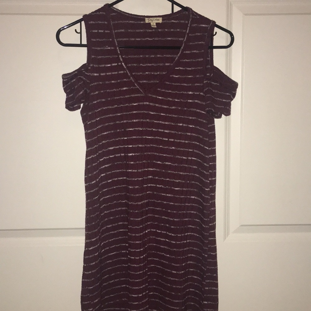 Maroon striped off the shoulder top